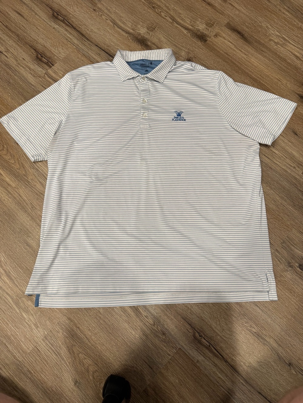 johnnie-O Pawleys Plantation White Polo with Thin Blue Stripes